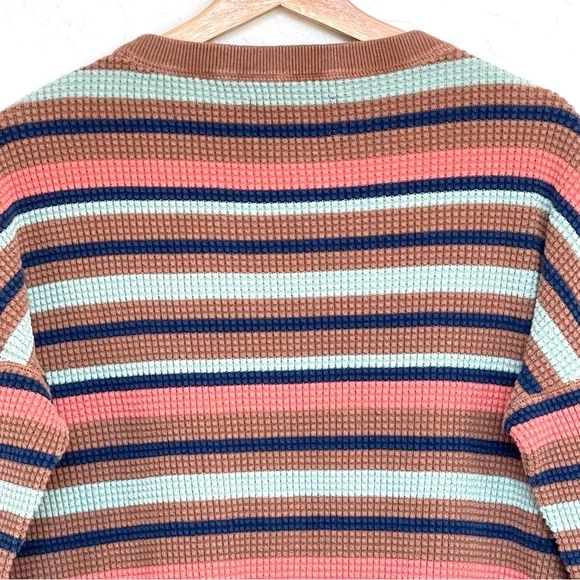 REI Co-op Women’s Lg Wallace Lake Waffle striped Sweater Multicolor Long Sleeve - Picture 4 of 14